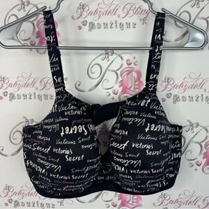 Victoria's Secret bra body by Victoria logo print comfy Black Script Bra